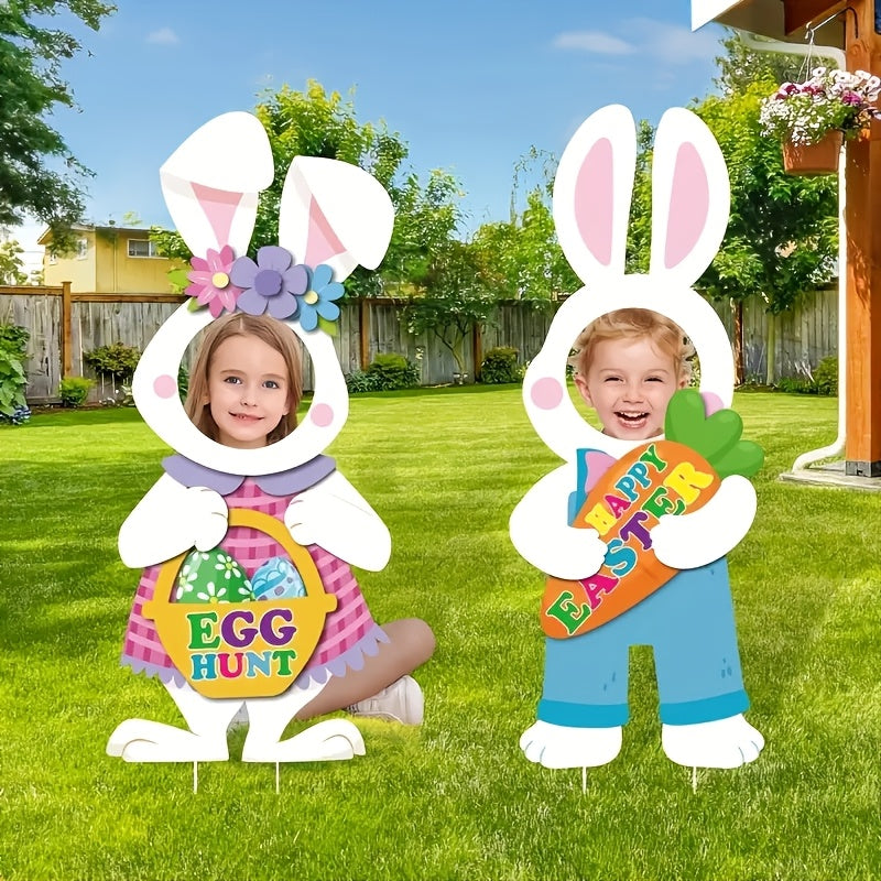 2Pcs Large Easter Bunny Yard Signs Art Decor