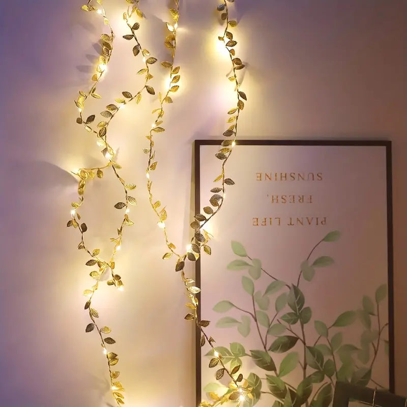 2m 20LED Simulation Golden Leaf Decoration String Lights