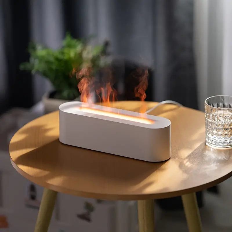 Mini USB-Powered Color-Changing Flame Aroma Diffuser & Cool Mist Humidifier - White