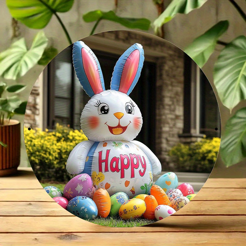 Giant Inflatable Easter Bunny With "Happy Easter" Message