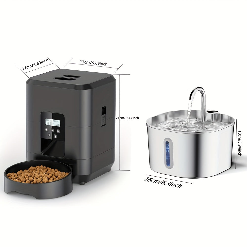 Smart Pet Water Dispenser & Automatic Cat Feeder Set