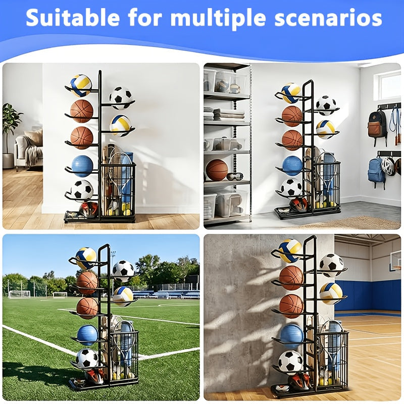 Multi-Tier Basketball Storage Rack Organizer