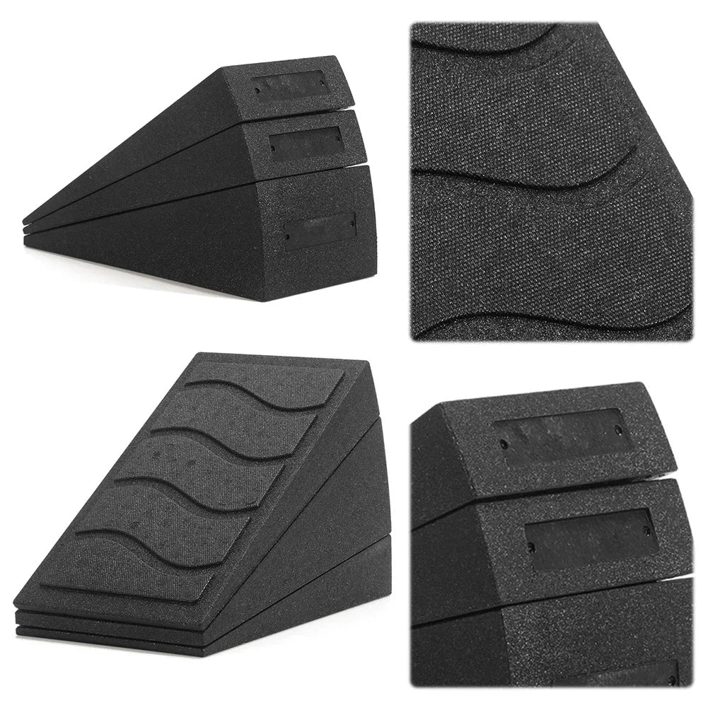 3Pcs Adjustable Calf Stretch Slant Board Set (Black)