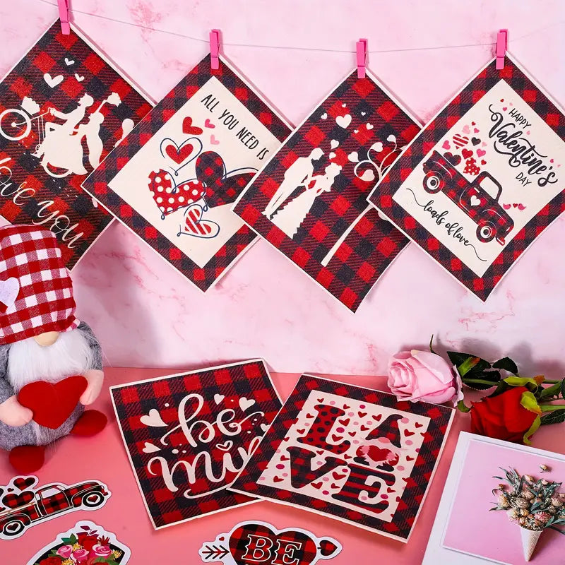 Romantic Red Check Valentines Day Placemats Set of 6