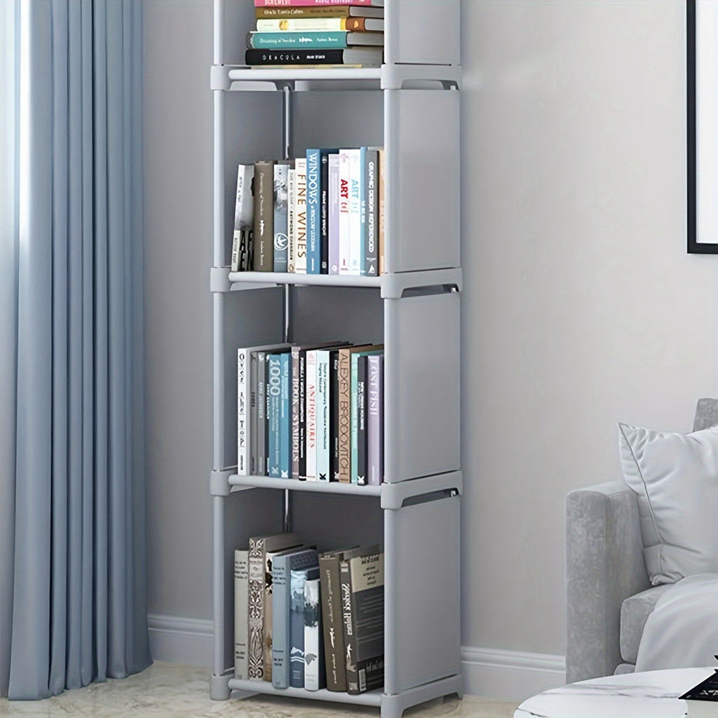 4-Storey Multifunctional Metal Bookshelf With Back Panel