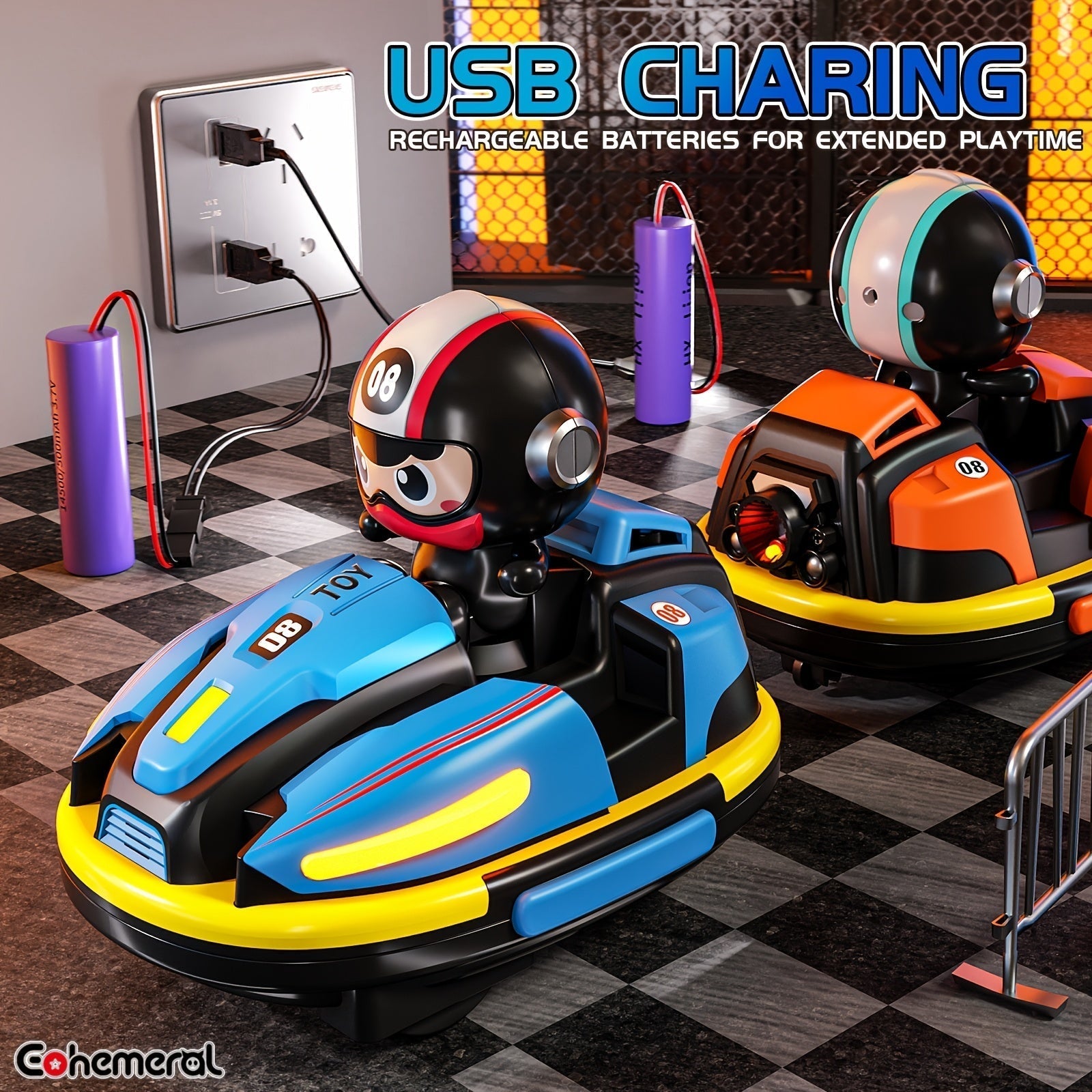 Remote Control Dual Bumper Cars Set with Lights