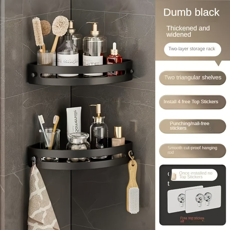 2Pcs No-Drill Adhesive Corner Shower Caddy