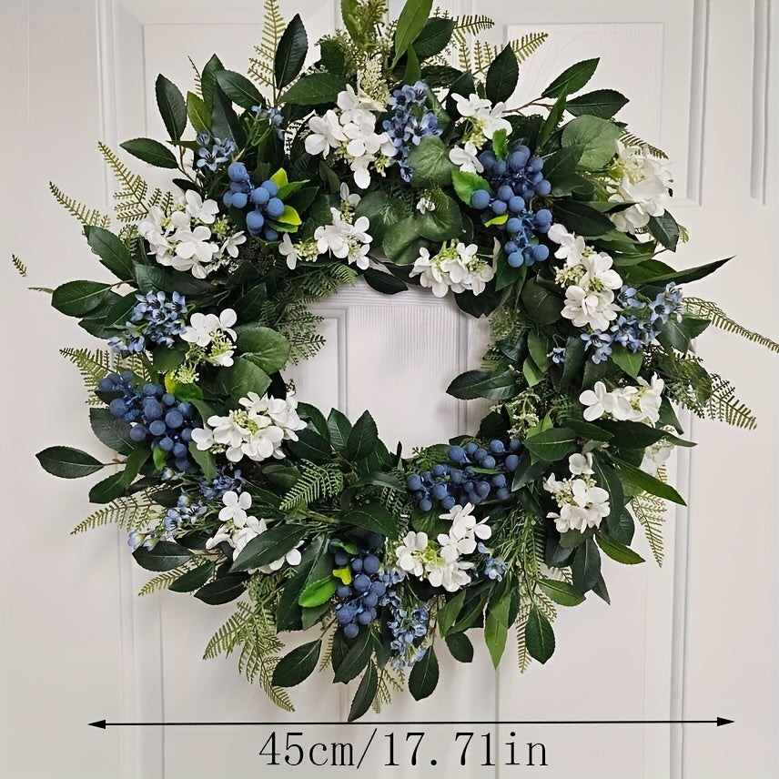 Christmas Wreath Door Hanging Blue White
