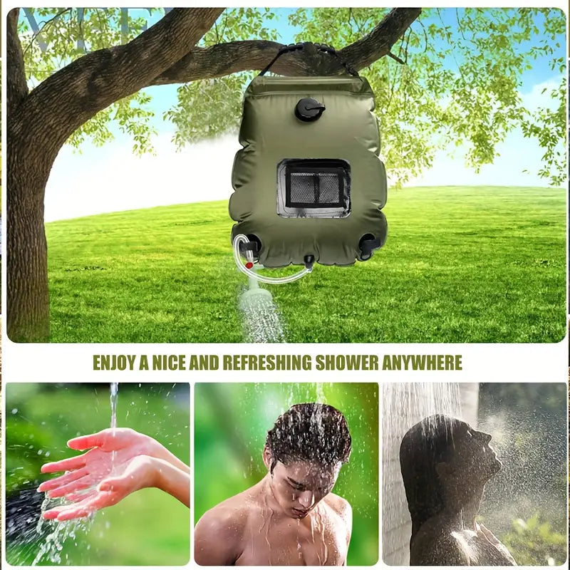 5 Gallon Solar Heated Camping Shower Bag - Portable Bath Bag