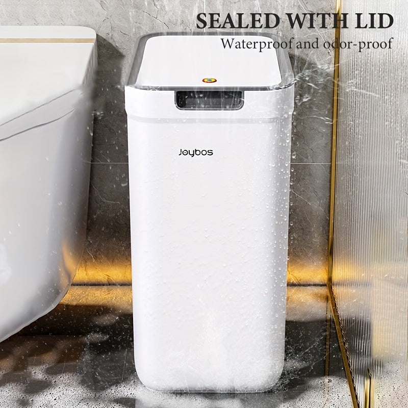 2Pcs Sleek White Trash Cans With Odor-Seal Lids