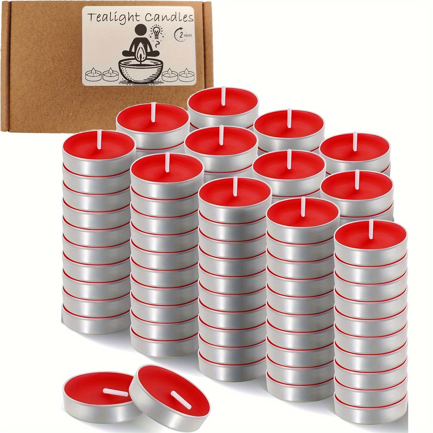 24Pcs Red Tea Light Candles