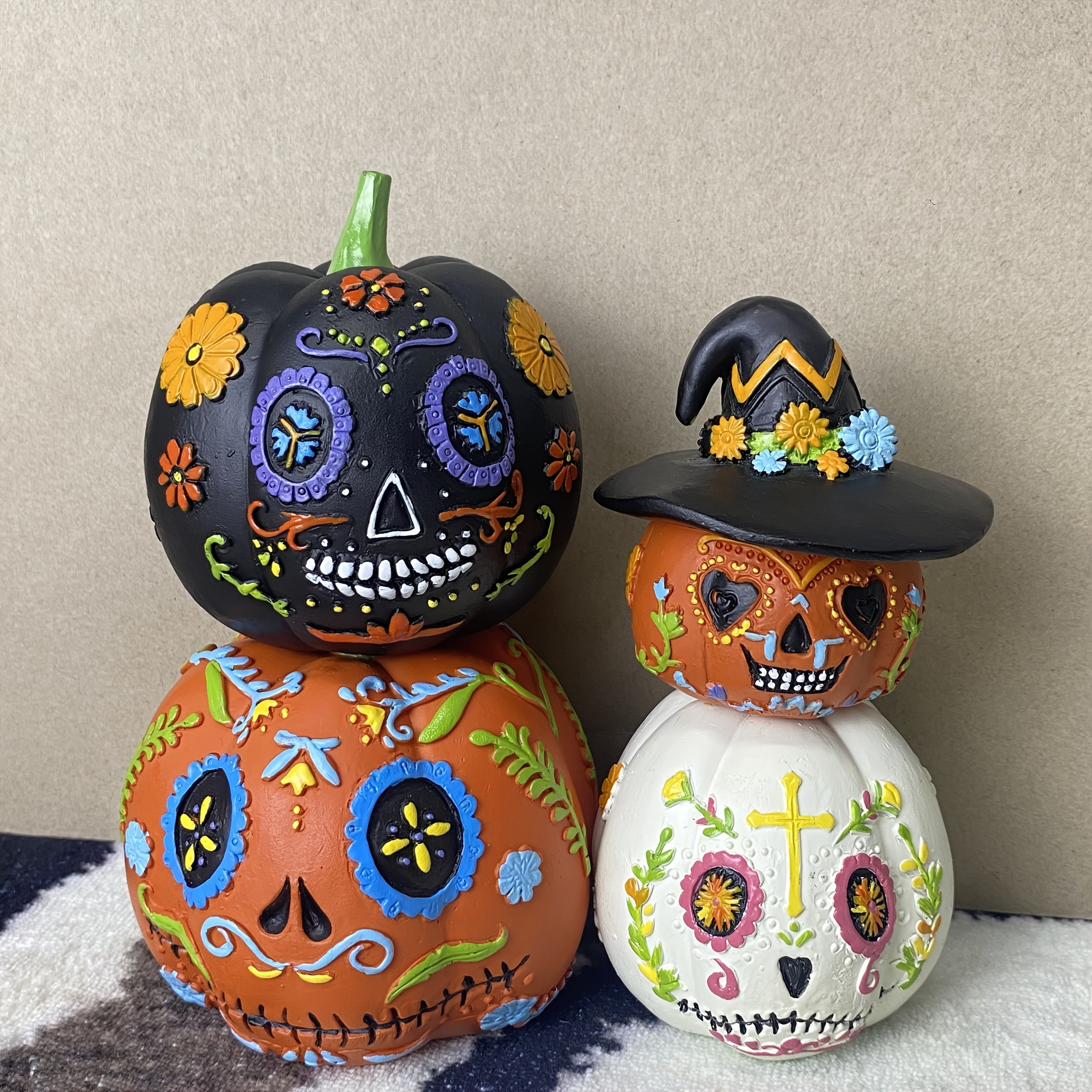 Halloween Pumpkin Resin Decorations Set (4pcs)