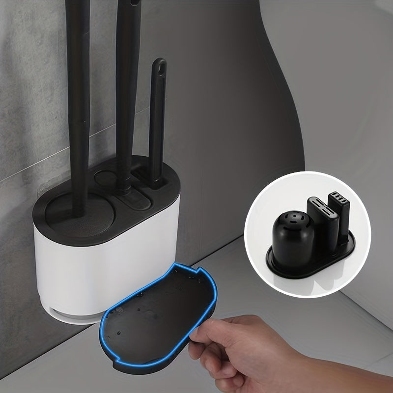 Toilet Brush with No-Slip Silicone Long Handle Set