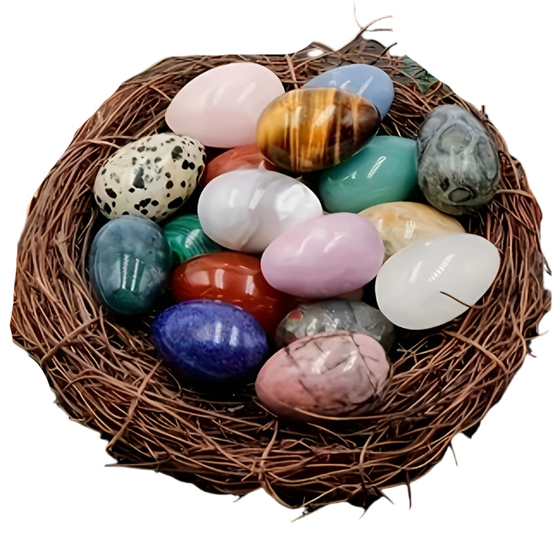 10Pcs Natural Polished Tiger'S Eye Easter Egg Stones