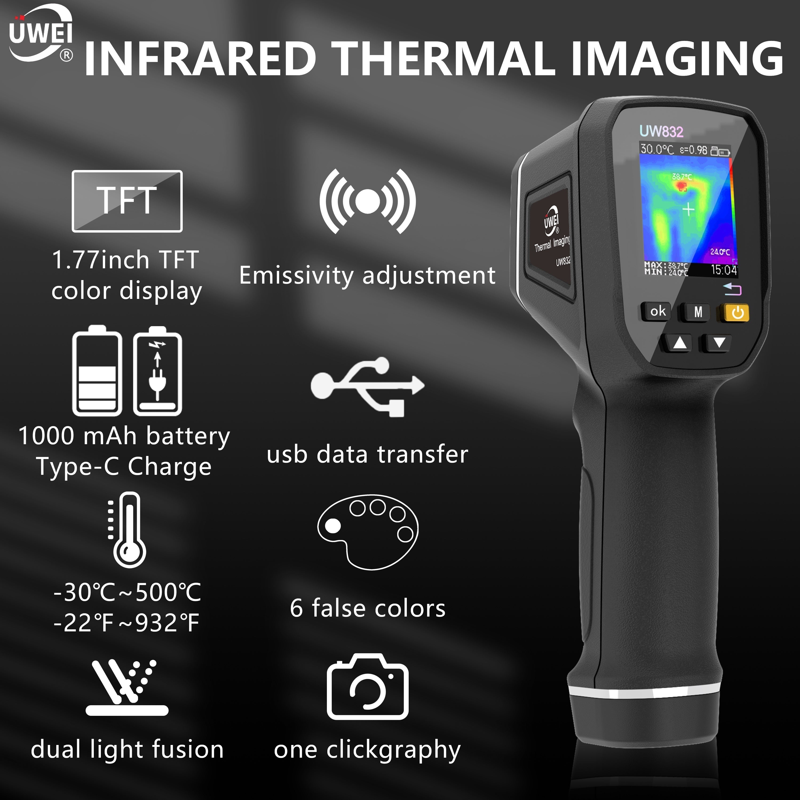 Handheld Thermal Imaging Camera 32x32 IR Sensor