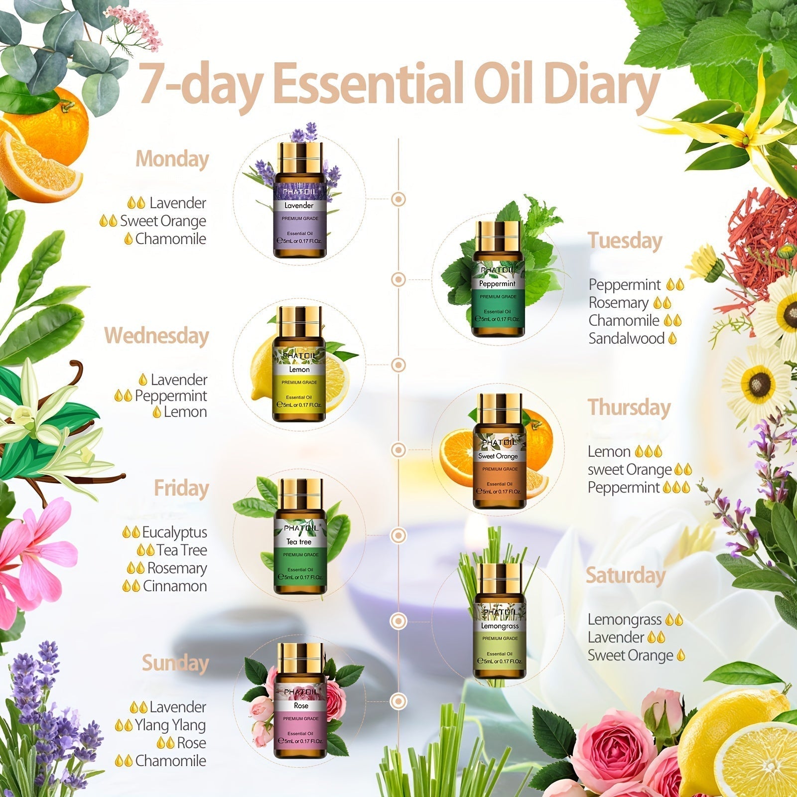 Premium Essential Oils Set For Diffuser (15Pcs X 5Ml)