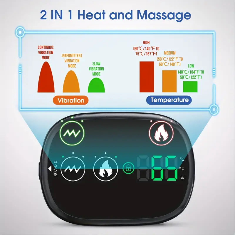 USB-Charged Heated Shoulder Massager - Grey Black