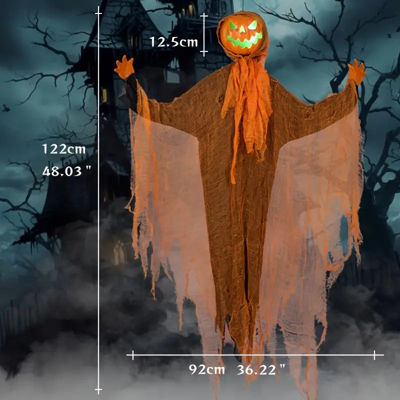Pumpkin Hanging with Green Light & Sound