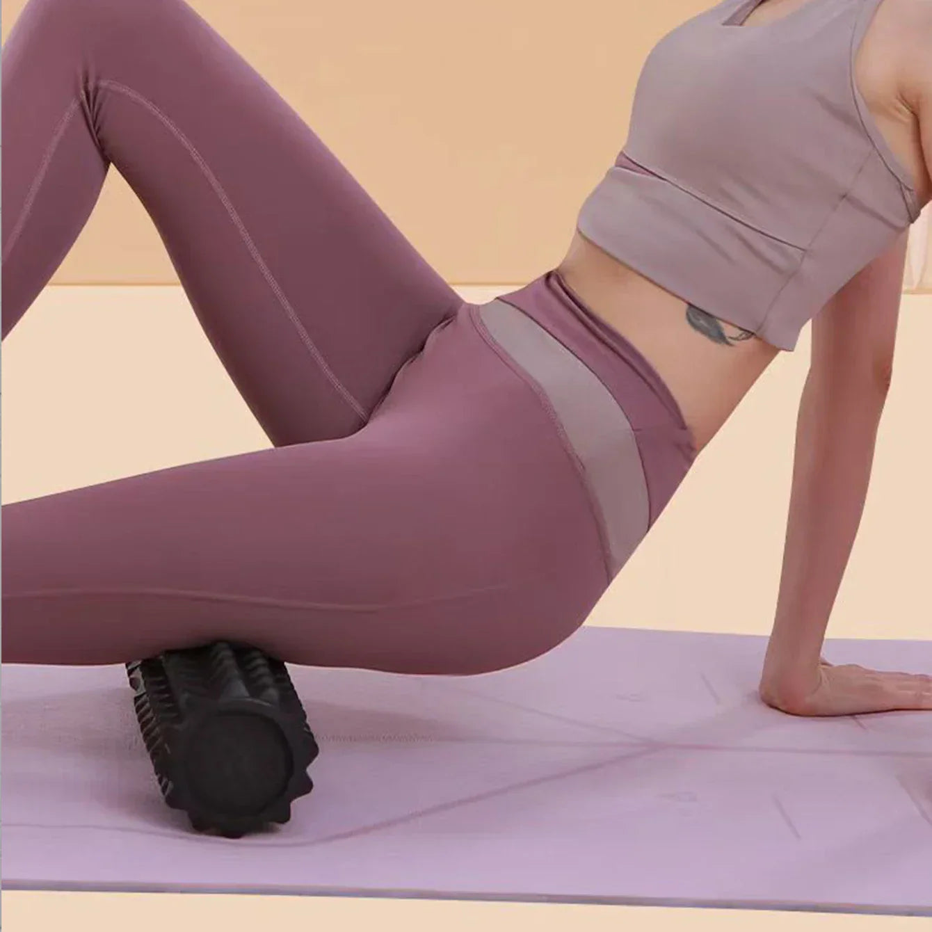 Yoga Foam Roller For Muscle Massage & Pilates Black, 45Cm