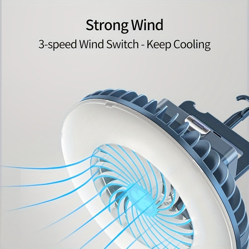 Camping Fan Light with Hook, Magnet & USB