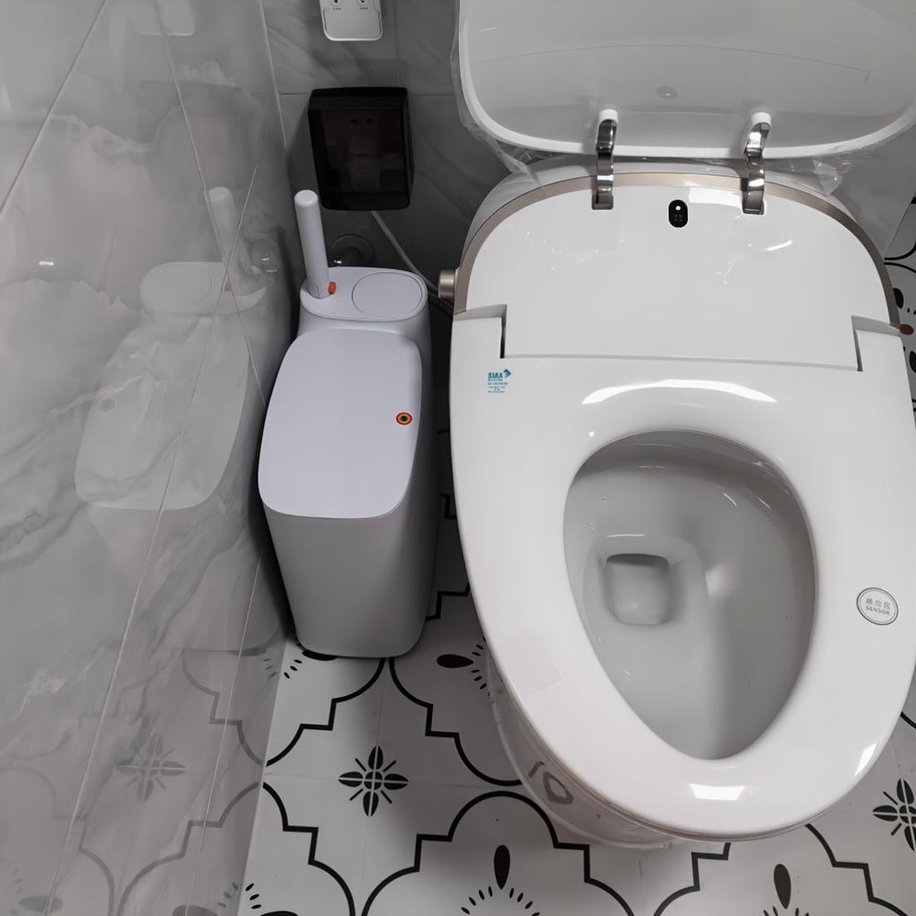 Press-Top Wastebasket And Toilet Brush Set