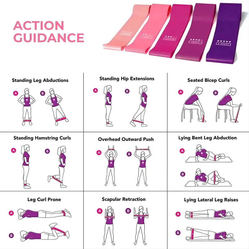 17pcs Fitness Resistance Bands Set – Medium Tension