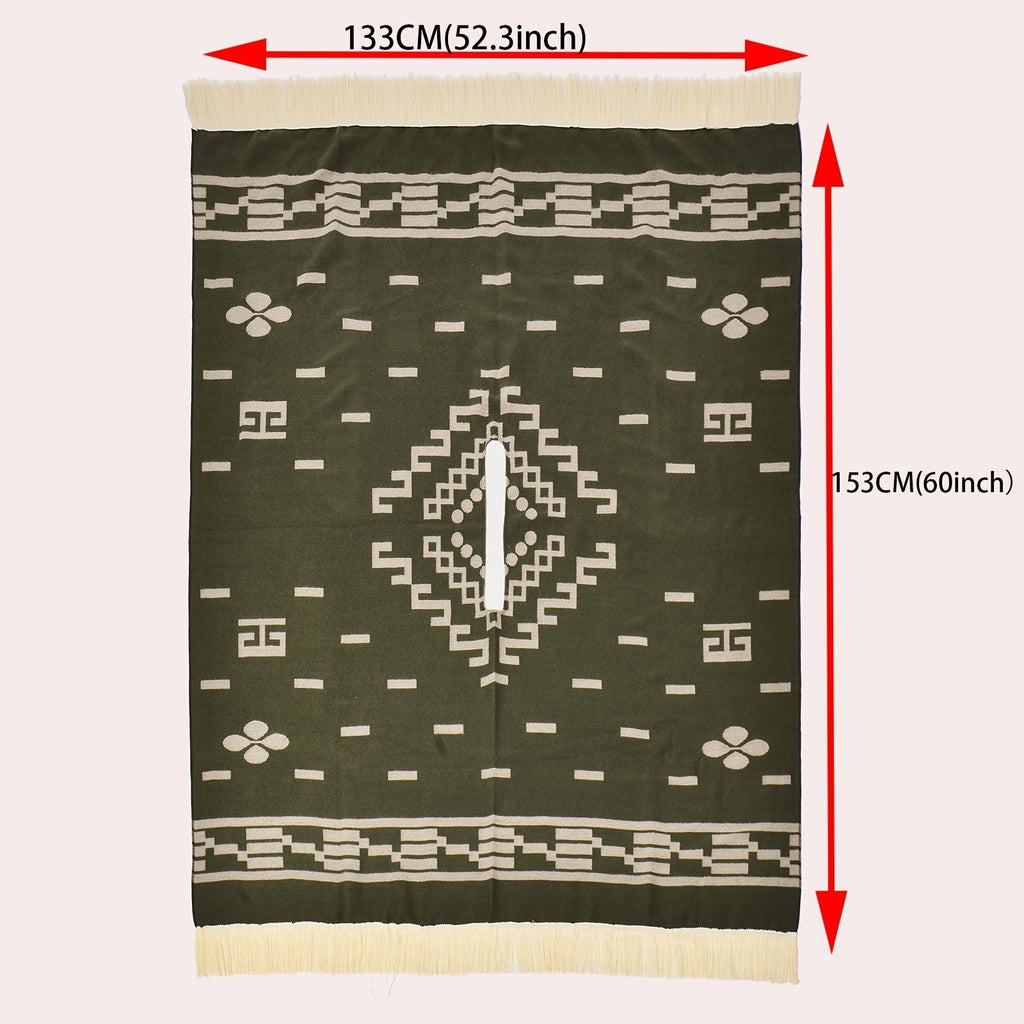 Men's Vintage Warm Tassel Poncho Shawl