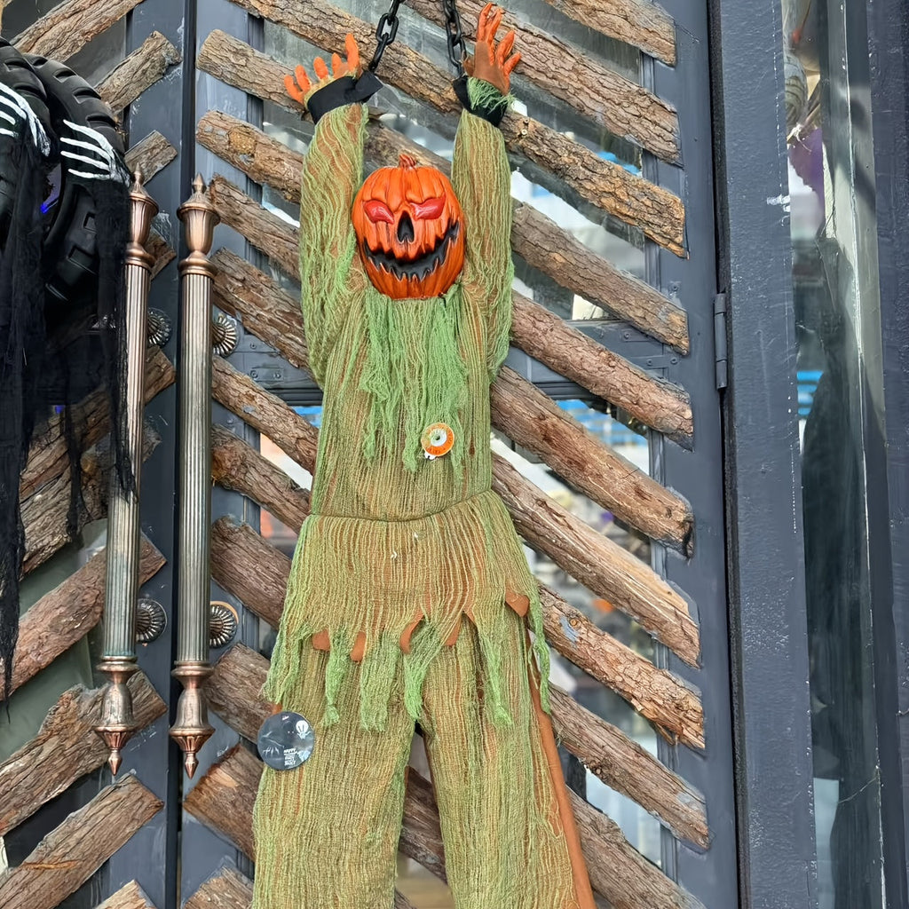 Pumpkin Head Pendant Halloween Decor with Sound and Lights
