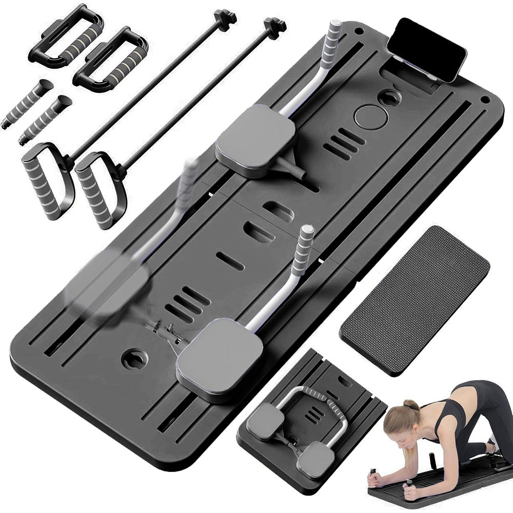8-in-1 Foldable Pilates Board with Resistance Bands & Kneeling Mat – Full Body Home Fitness Trainer