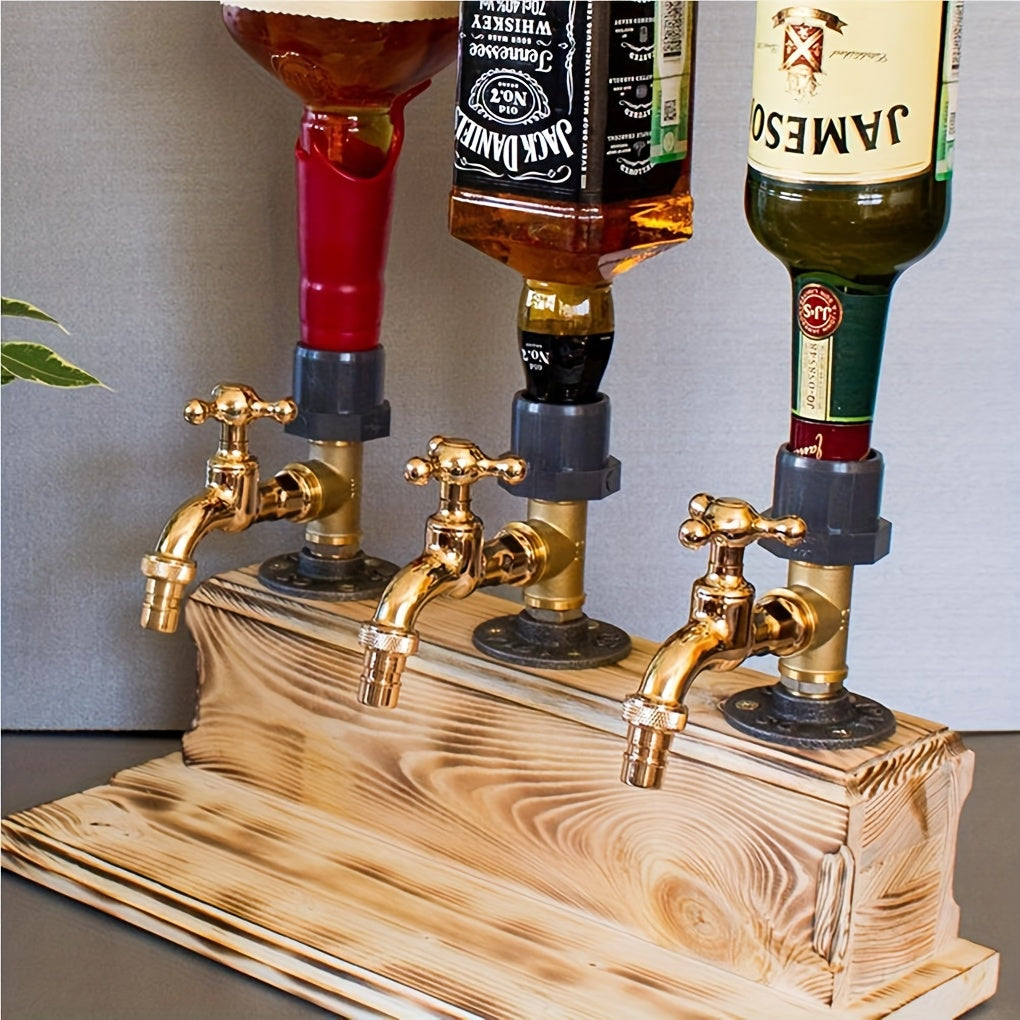 Three-Way Whiskey Decanter Tap Dispenser with Handle