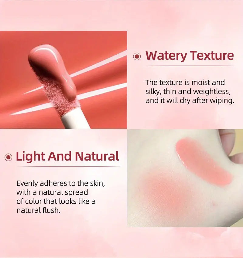 5 Color Liquid Blush, Silky Natural Long Lasting Rouge, Brightening Moisturizing Blush, Non Separated, Color Correcting Liquid Blush