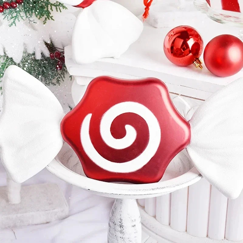 4Pcs Large Red Candy Cane Christmas Ball Ornaments