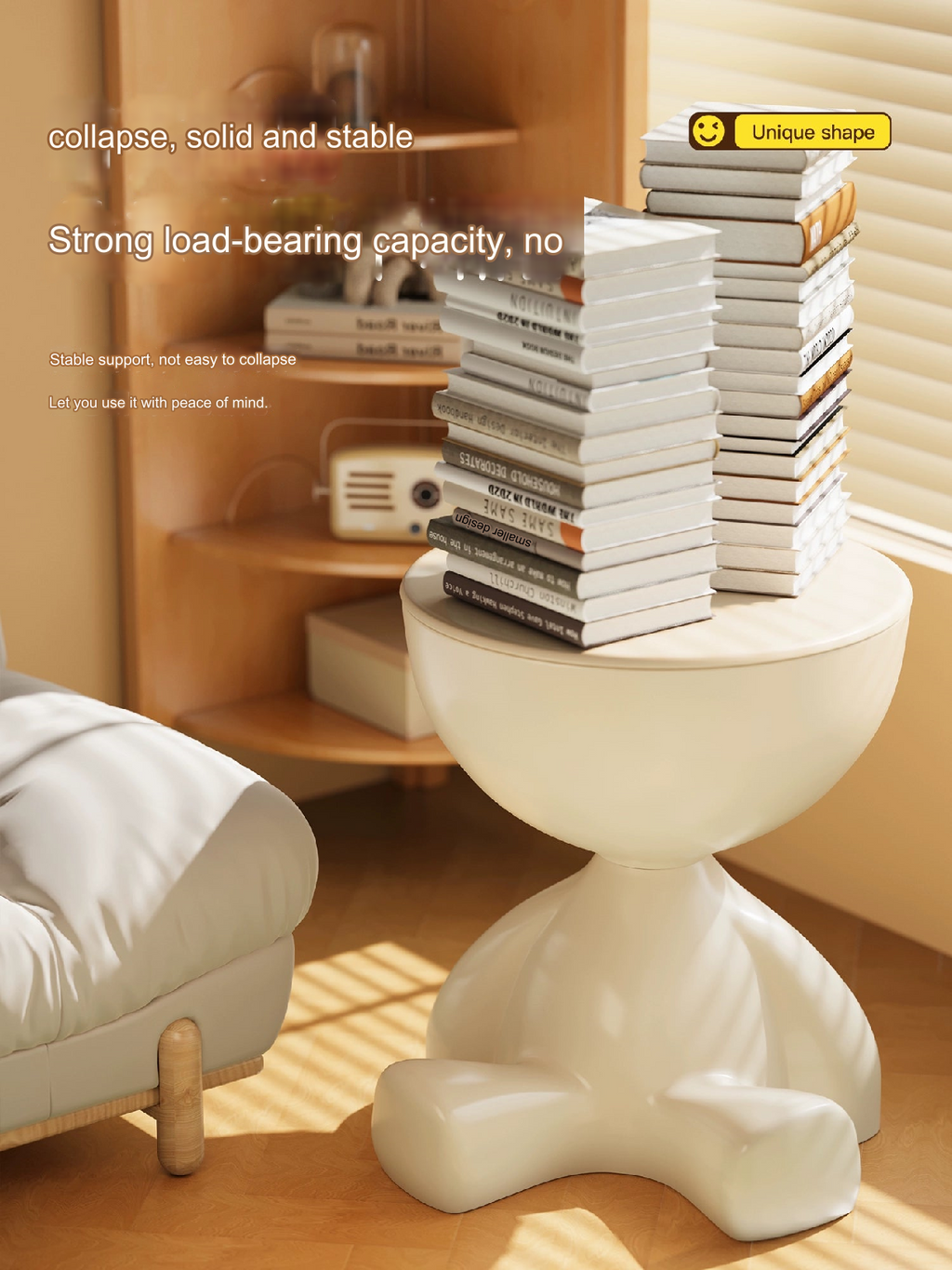 Cream White Creative Storage Side Table - 41Cm Height