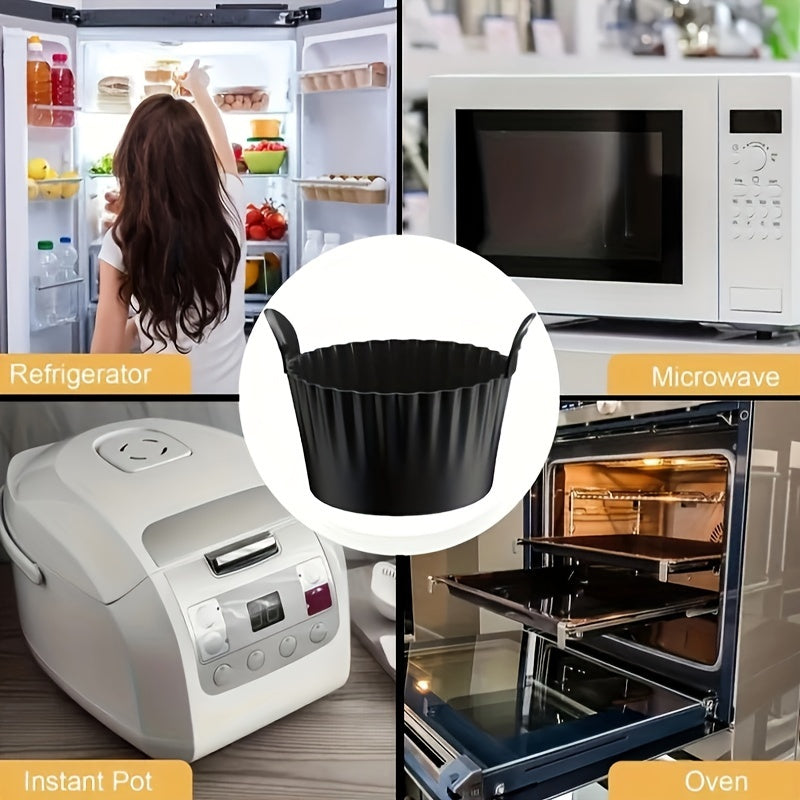 6Pcs Black Silicone Air Fryer Baking Cups Non-Stick Kitchen Molds