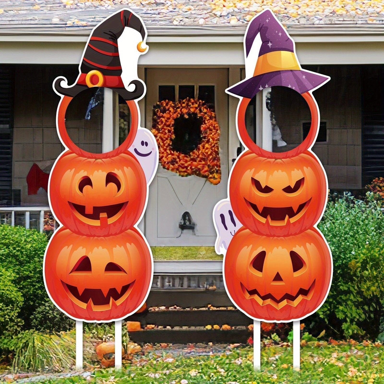 Halloween Outdoor Lawn Pumpkin & Witch Hat Decorations