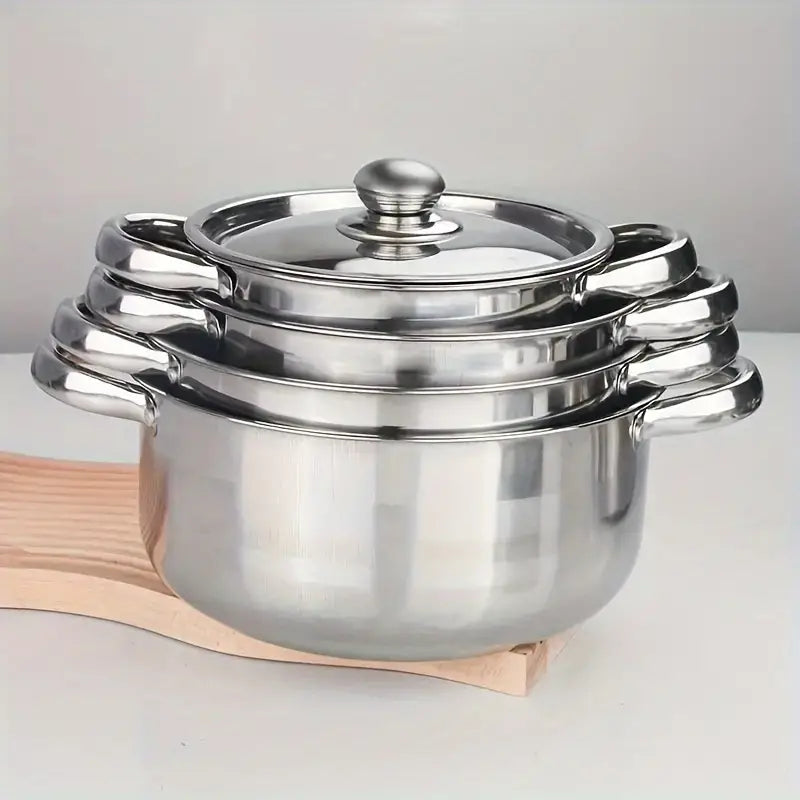 Premium 8-Piece Stainless Steel Pot Set - Heavy-Duty