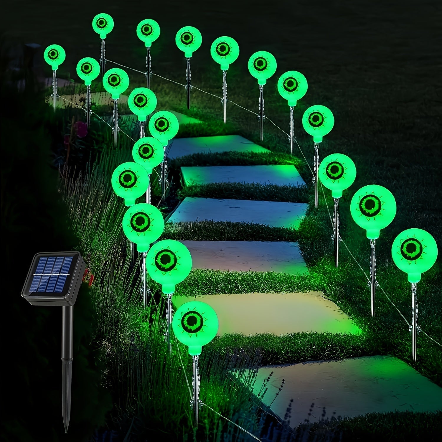 Halloween Eyeball Solar Stake Lights 20 LED Outdoor