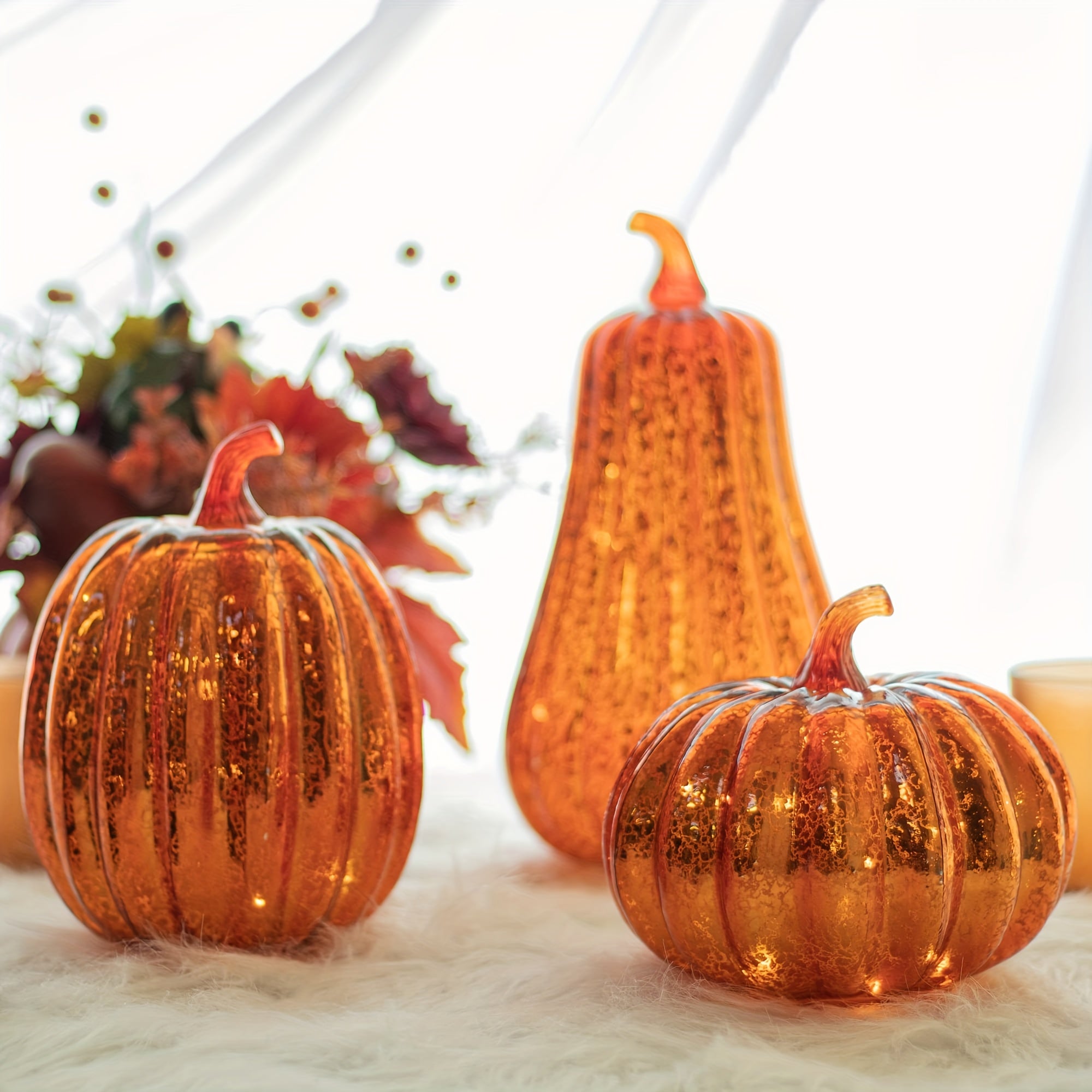 Lighted Pumpkins with Warm White Glow (Set of 3)