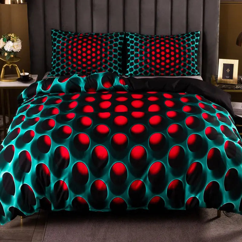 Vibrant Dreams Y2K Stereoscopic Bedding Set - 3-Piece Colorful Duvet Cover Set (Queen Size)