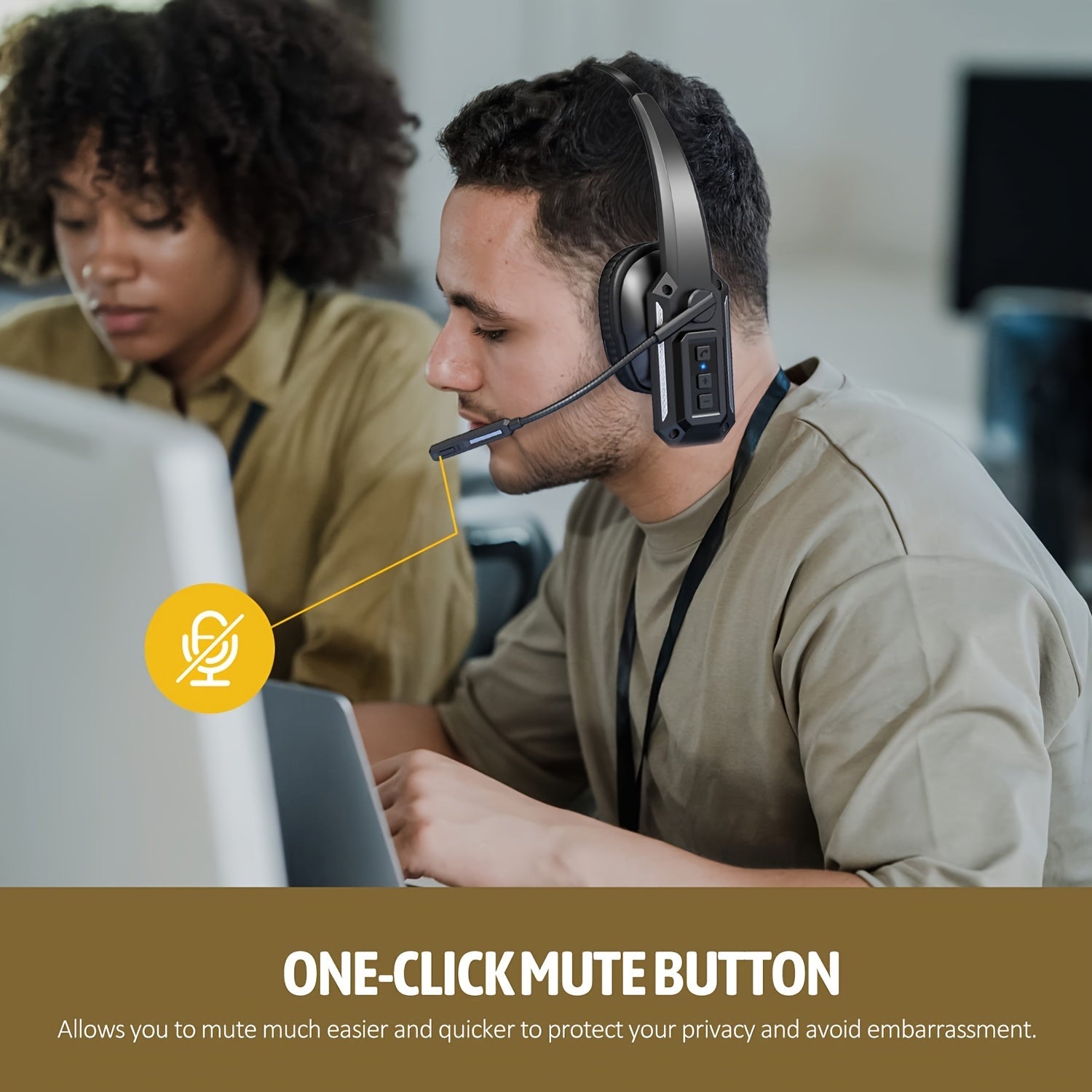 Wireless V5.3 Headset with Mic 60Hrs Playtime