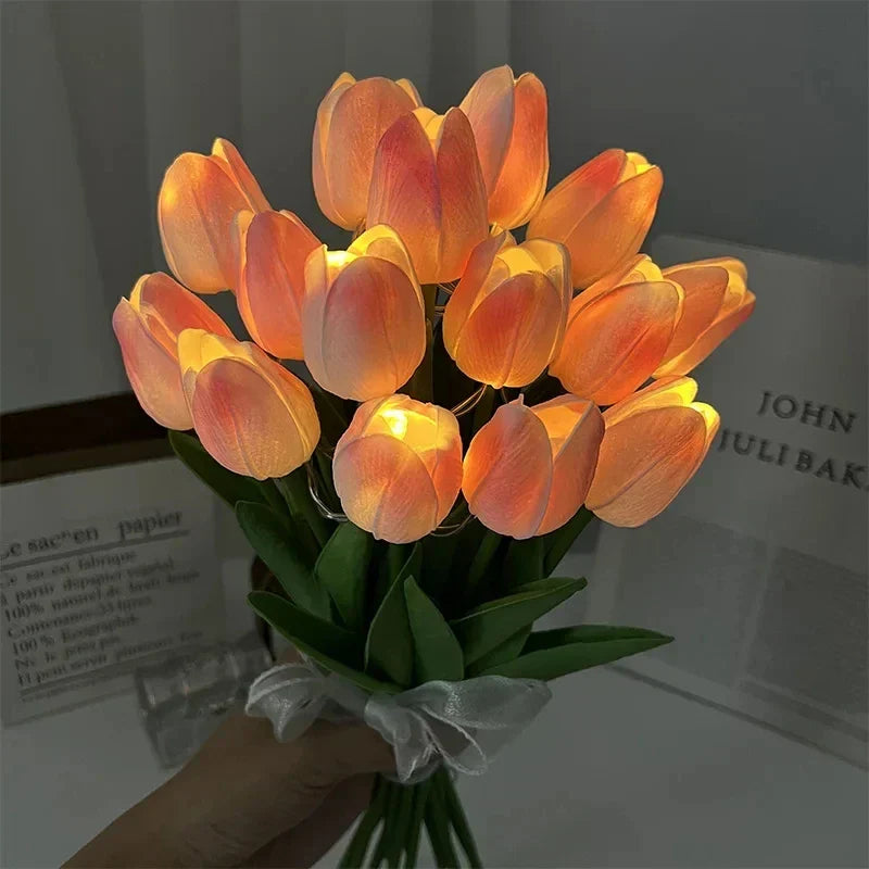 10Pcs Led Tulip Artificial Flowers Bouquet For Home Decoration