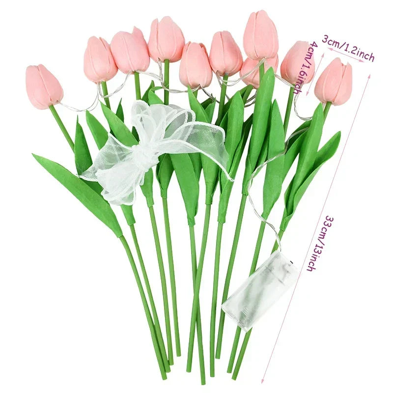 10Pcs Led Tulip Artificial Flowers Bouquet For Home Decoration