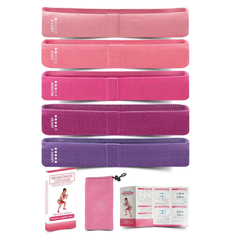 5 Braided Resistance Bands Set For Glutes & Legs
