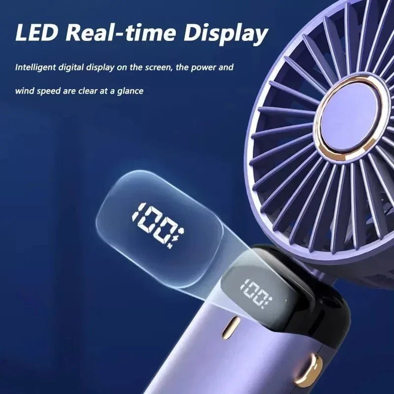 Foldable Handheld Mini Fan With Phone Stand (5000Mah)