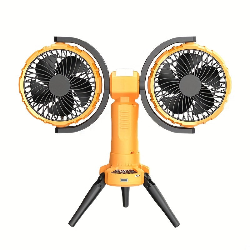 Dual-Head Rechargeable Desk Fan with 4-Speed Control
