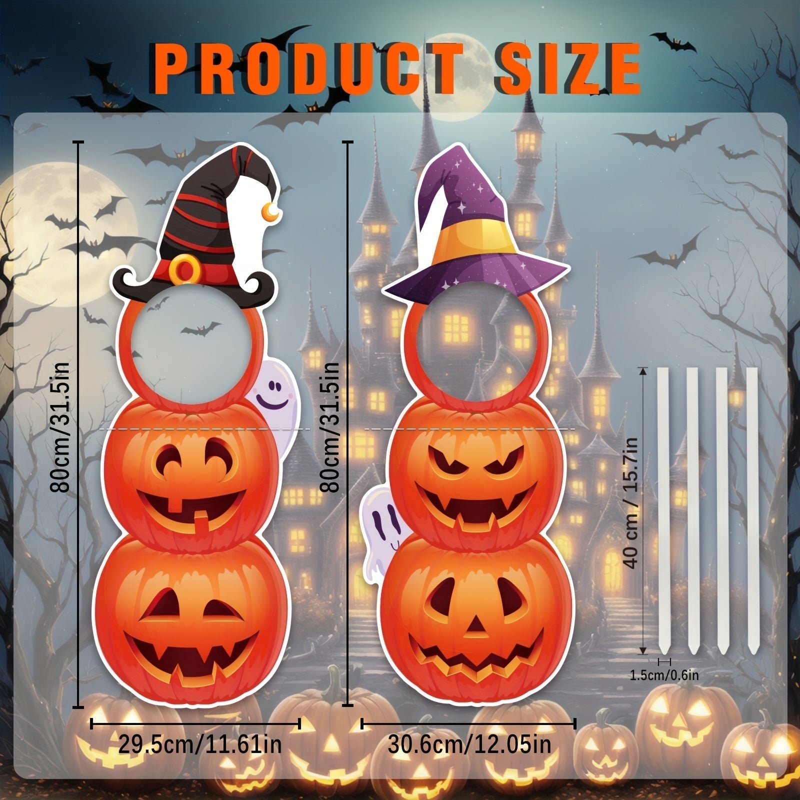 Halloween Outdoor Lawn Pumpkin & Witch Hat Decorations