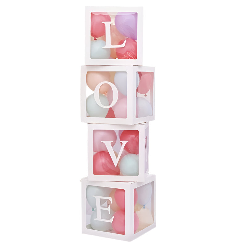 Transparent Balloon Box Set With White Love Letters