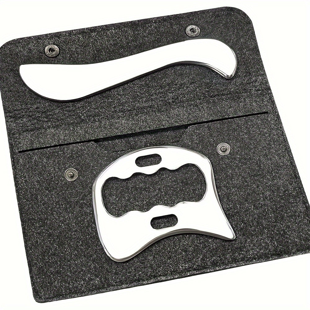 2Pcs Stainless Steel Gua Sha Massage Tool Set(Silver)