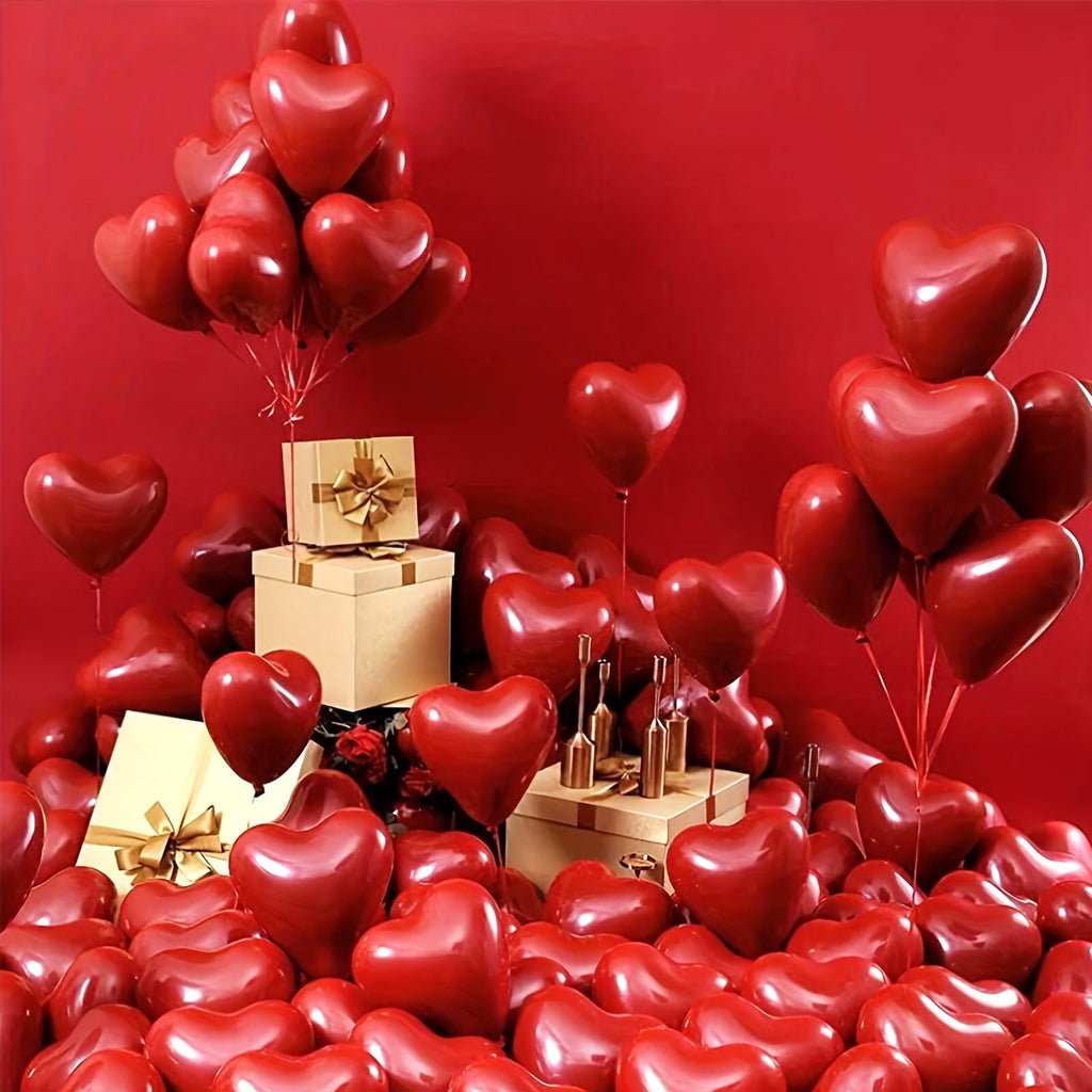 Set Of 20 Red Heart Balloons 25Cm
