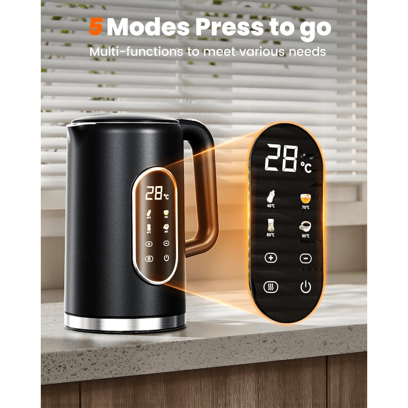 1.7L Smart Electric Kettle – 2200W Stainless Steel with Temp Control & Display